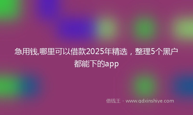 急用钱,哪里可以借款2025年精选，整理5个黑户都能下的app