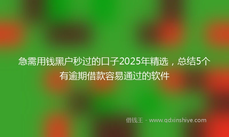 急需用钱黑户秒过的口子2025年精选，总结5个有逾期借款容易通过的软件