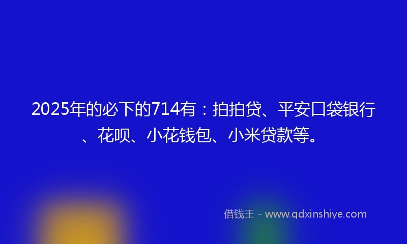 2025年的必下的714有：拍拍贷、平安口袋银行、花呗、小花钱包、小米贷款等。
