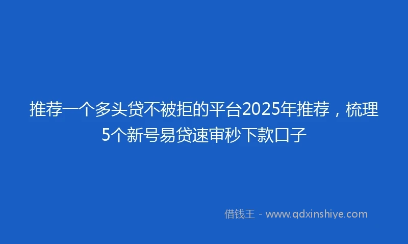 推荐一个多头贷不被拒的平台2025年推荐，梳理5个新号易贷速审秒下款口子