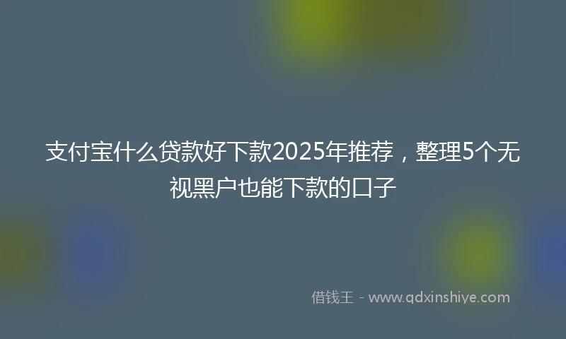 支付宝什么贷款好下款2025年推荐，整理5个无视黑户也能下款的口子