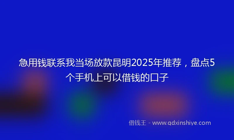 急用钱联系我当场放款昆明2025年推荐，盘点5个手机上可以借钱的口子