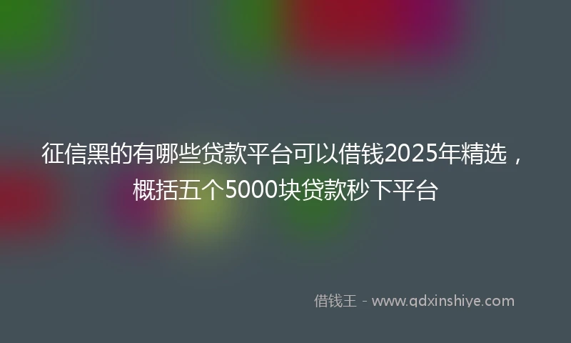 征信黑的有哪些贷款平台可以借钱2025年精选，概括五个5000块贷款秒下平台