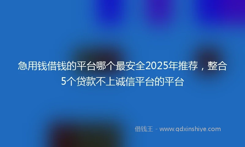 急用钱借钱的平台哪个最安全2025年推荐，整合5个贷款不上诚信平台的平台
