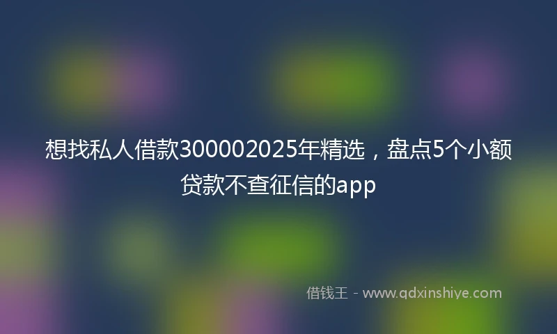 想找私人借款300002025年精选，盘点5个小额贷款不查征信的app