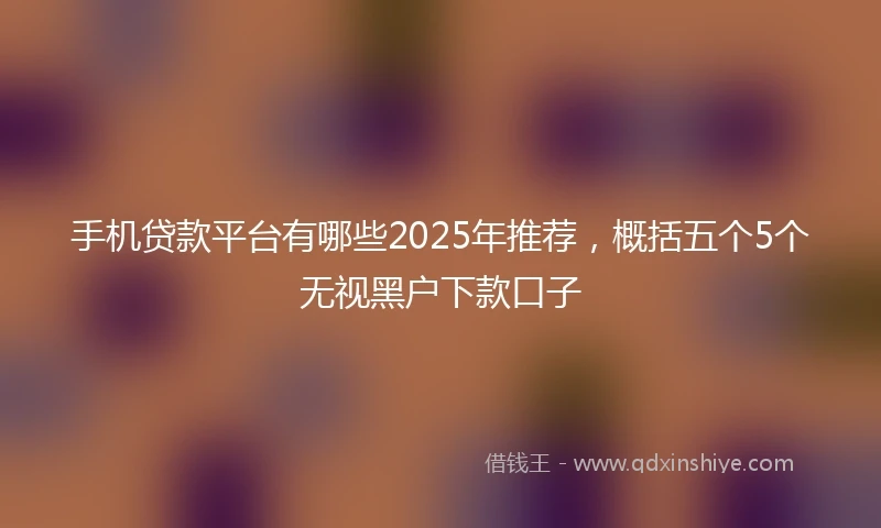 手机贷款平台有哪些2025年推荐，概括五个5个无视黑户下款口子