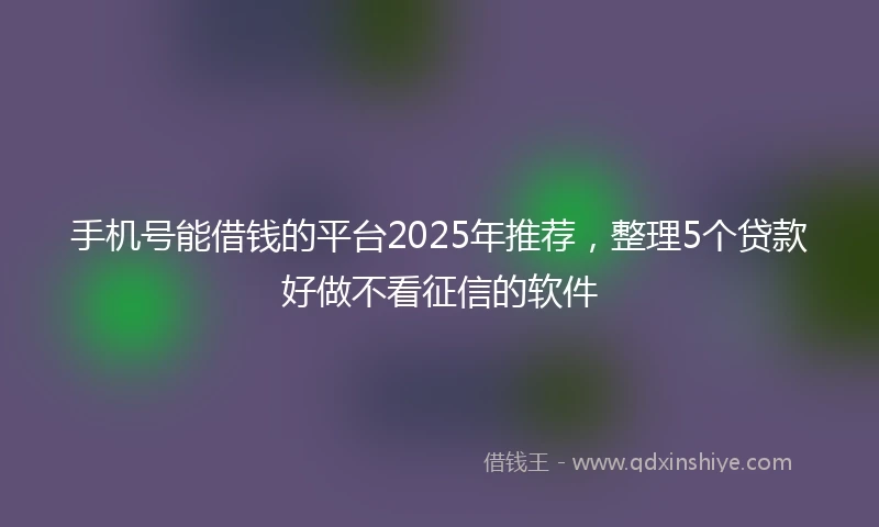 手机号能借钱的平台2025年推荐，整理5个贷款好做不看征信的软件