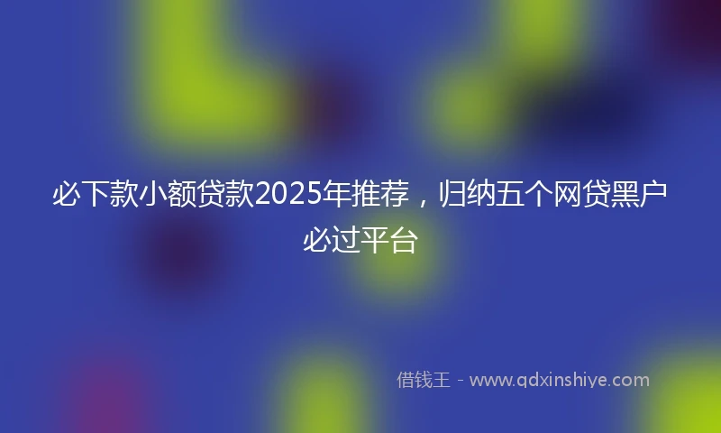 必下款小额贷款2025年推荐，归纳五个网贷黑户必过平台