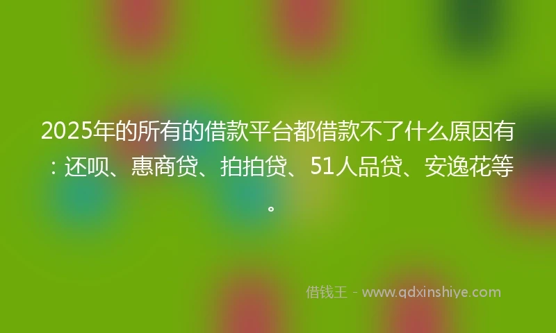 2025年的所有的借款平台都借款不了什么原因有：还呗、惠商贷、拍拍贷、51人品贷、安逸花等。