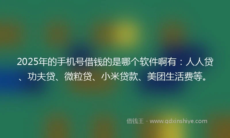 2025年的手机号借钱的是哪个软件啊有：人人贷、功夫贷、微粒贷、小米贷款、美团生活费等。
