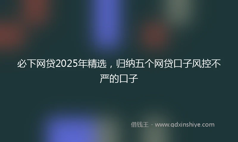 必下网贷2025年精选，归纳五个网贷口子风控不严的口子