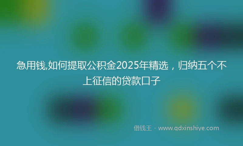 急用钱,如何提取公积金2025年精选，归纳五个不上征信的贷款口子