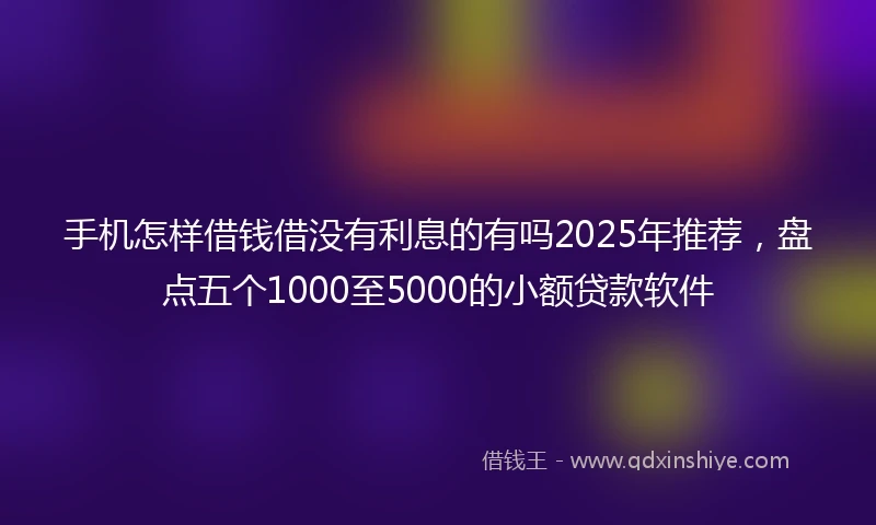 手机怎样借钱借没有利息的有吗2025年推荐，盘点五个1000至5000的小额贷款软件