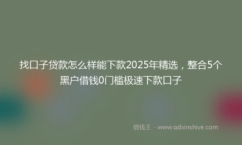 找口子贷款怎么样能下款2025年精选，整合5个黑户借钱0门槛极速下款口子