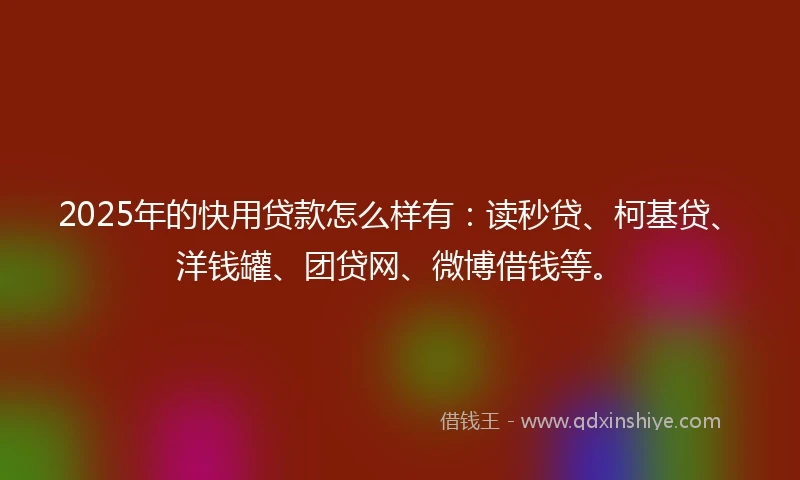 2025年的快用贷款怎么样有：读秒贷、柯基贷、洋钱罐、团贷网、微博借钱等。