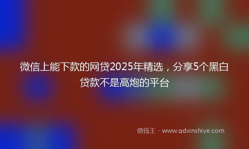 微信上能下款的网贷2025年精选，分享5个黑白贷款不是高炮的平台