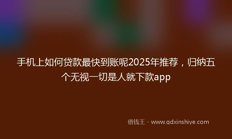 手机上如何贷款最快到账呢2025年推荐，归纳五个无视一切是人就下款app