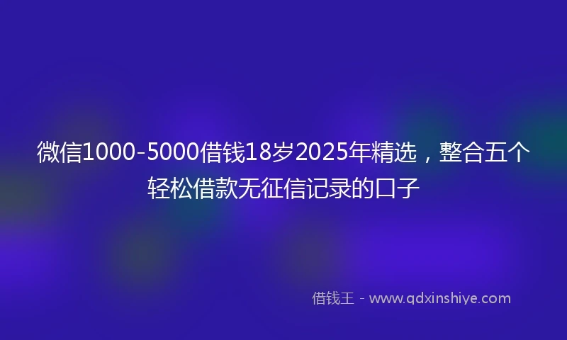 微信1000-5000借钱18岁2025年精选，整合五个轻松借款无征信记录的口子