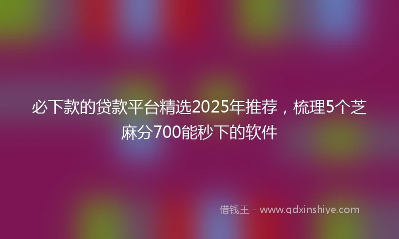 必下款的贷款平台精选2025年推荐，梳理5个芝麻分700能秒下的软件