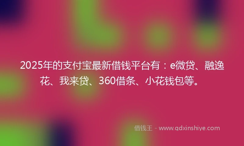 2025年的支付宝最新借钱平台有：e微贷、融逸花、我来贷、360借条、小花钱包等。