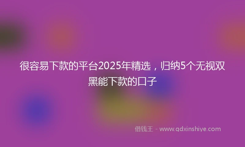 很容易下款的平台2025年精选，归纳5个无视双黑能下款的口子