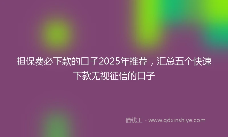 担保费必下款的口子2025年推荐，汇总五个快速下款无视征信的口子