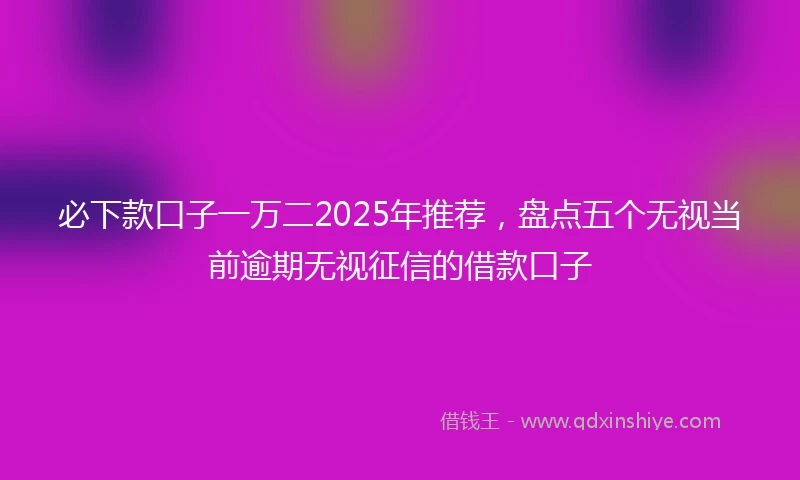必下款口子一万二2025年推荐，盘点五个无视当前逾期无视征信的借款口子