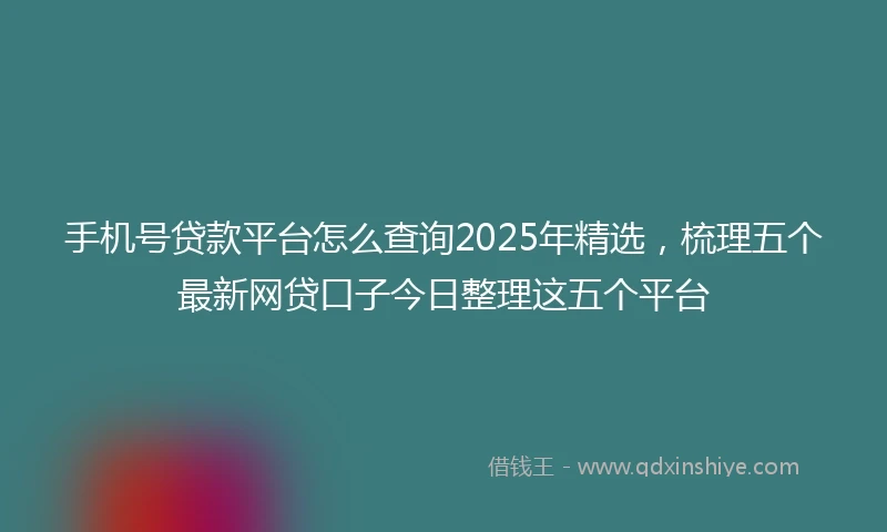 手机号贷款平台怎么查询2025年精选，梳理五个最新网贷口子今日整理这五个平台