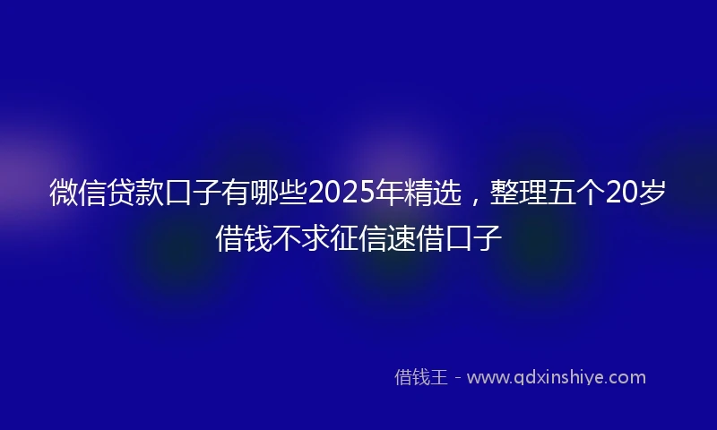 微信贷款口子有哪些2025年精选，整理五个20岁借钱不求征信速借口子