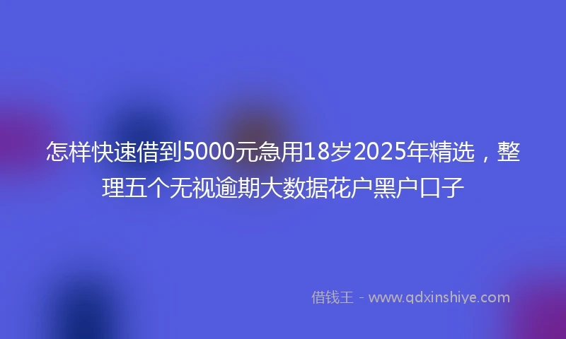 怎样快速借到5000元急用18岁2025年精选，整理五个无视逾期大数据花户黑户口子