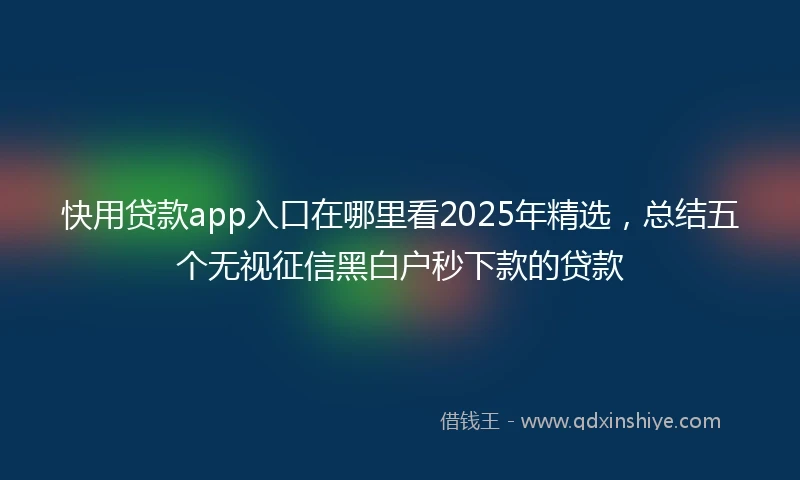 快用贷款app入口在哪里看2025年精选，总结五个无视征信黑白户秒下款的贷款