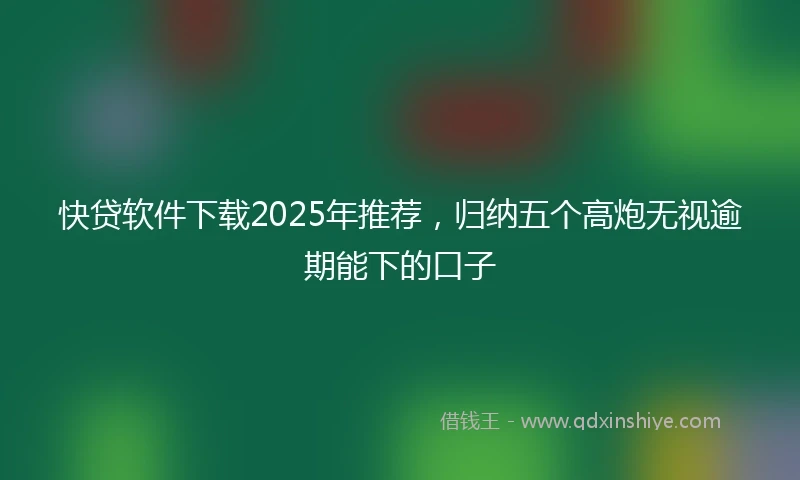 快贷软件下载2025年推荐，归纳五个高炮无视逾期能下的口子