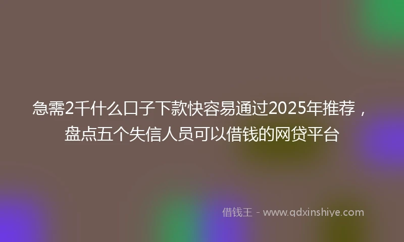 急需2千什么口子下款快容易通过2025年推荐，盘点五个失信人员可以借钱的网贷平台