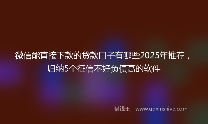 微信能直接下款的贷款口子有哪些2025年推荐，归纳5个征信不好负债高的软件