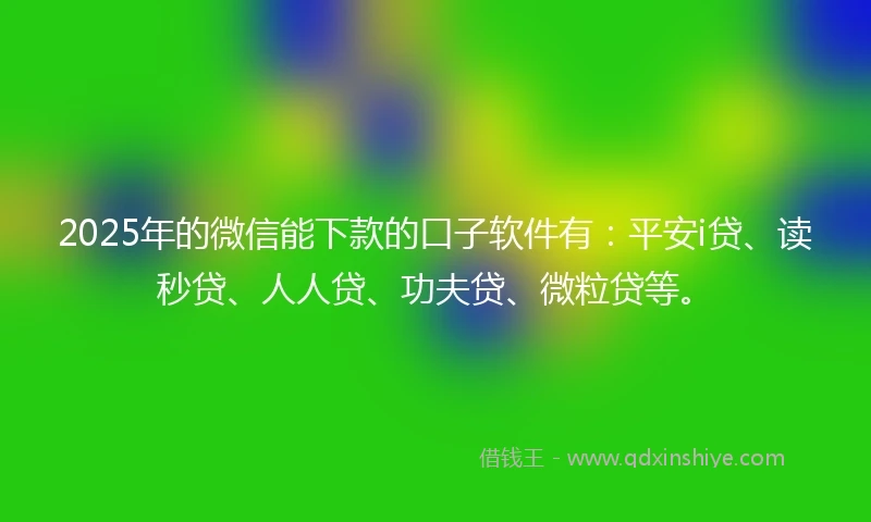 2025年的微信能下款的口子软件有：平安i贷、读秒贷、人人贷、功夫贷、微粒贷等。