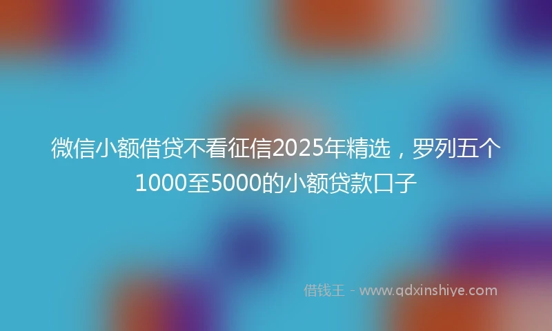 微信小额借贷不看征信2025年精选，罗列五个1000至5000的小额贷款口子
