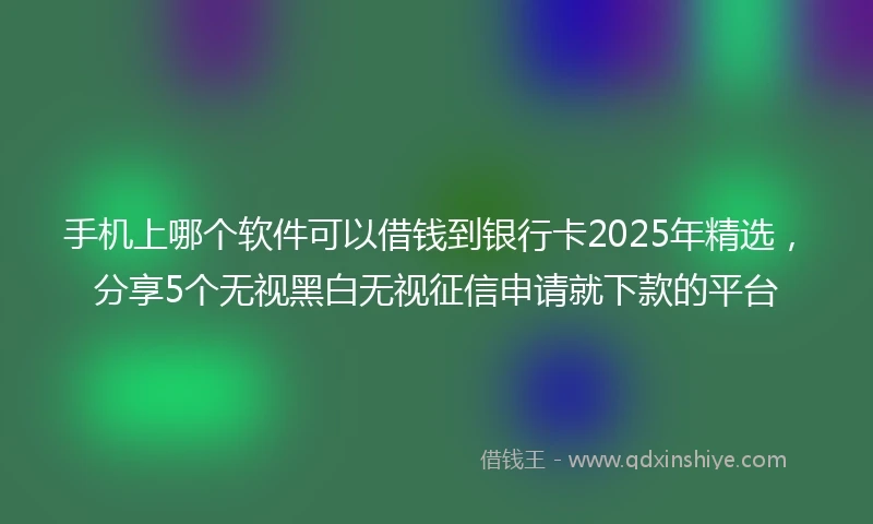 手机上哪个软件可以借钱到银行卡2025年精选，分享5个无视黑白无视征信申请就下款的平台