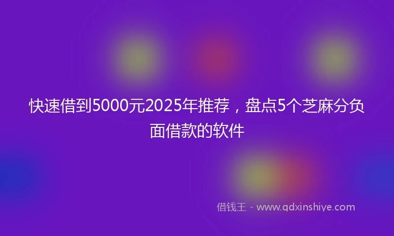 快速借到5000元2025年推荐，盘点5个芝麻分负面借款的软件