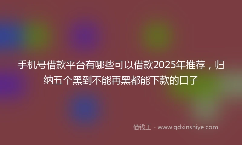 手机号借款平台有哪些可以借款2025年推荐，归纳五个黑到不能再黑都能下款的口子