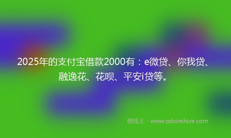 2025年的支付宝借款2000有：e微贷、你我贷、融逸花、花呗、平安i贷等。