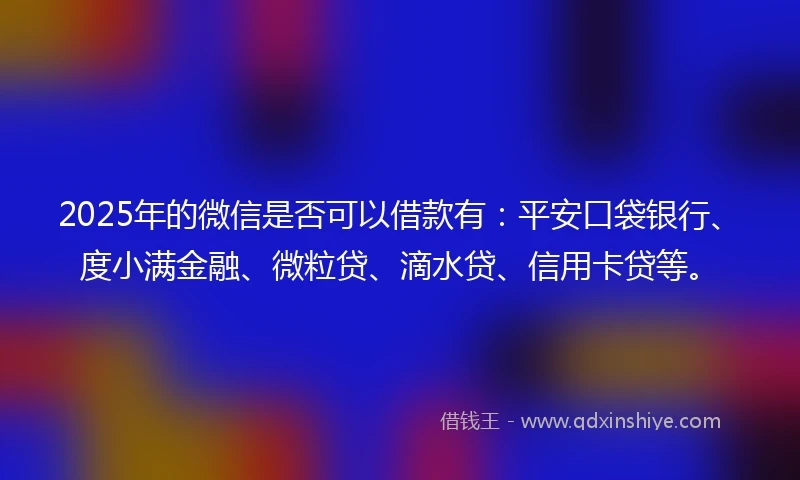 2025年的微信是否可以借款有：平安口袋银行、度小满金融、微粒贷、滴水贷、信用卡贷等。