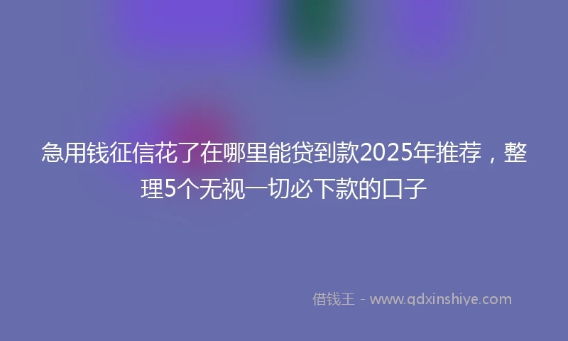 急用钱征信花了在哪里能贷到款2025年推荐，整理5个无视一切必下款的口子