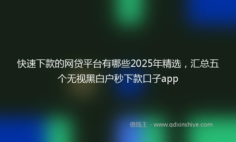 快速下款的网贷平台有哪些2025年精选，汇总五个无视黑白户秒下款口子app