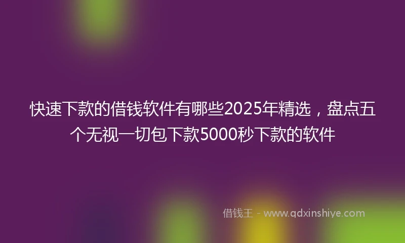 快速下款的借钱软件有哪些2025年精选，盘点五个无视一切包下款5000秒下款的软件