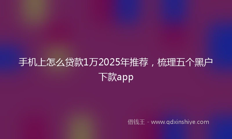 手机上怎么贷款1万2025年推荐，梳理五个黑户下款app