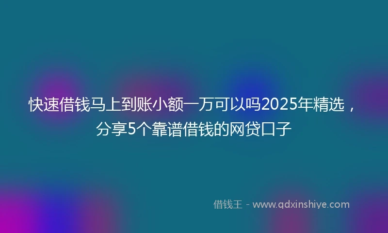 快速借钱马上到账小额一万可以吗2025年精选，分享5个靠谱借钱的网贷口子