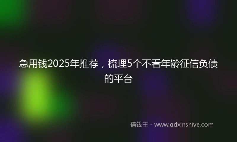 急用钱2025年推荐，梳理5个不看年龄征信负债的平台