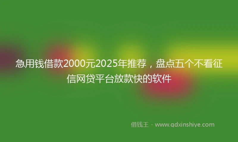 急用钱借款2000元2025年推荐，盘点五个不看征信网贷平台放款快的软件