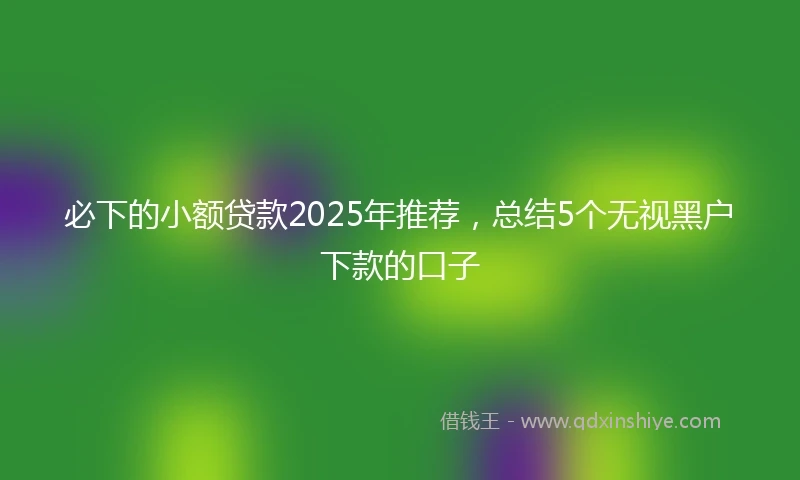 必下的小额贷款2025年推荐，总结5个无视黑户下款的口子