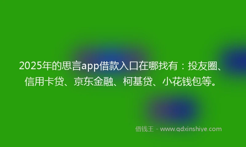 2025年的思言app借款入口在哪找有：投友圈、信用卡贷、京东金融、柯基贷、小花钱包等。